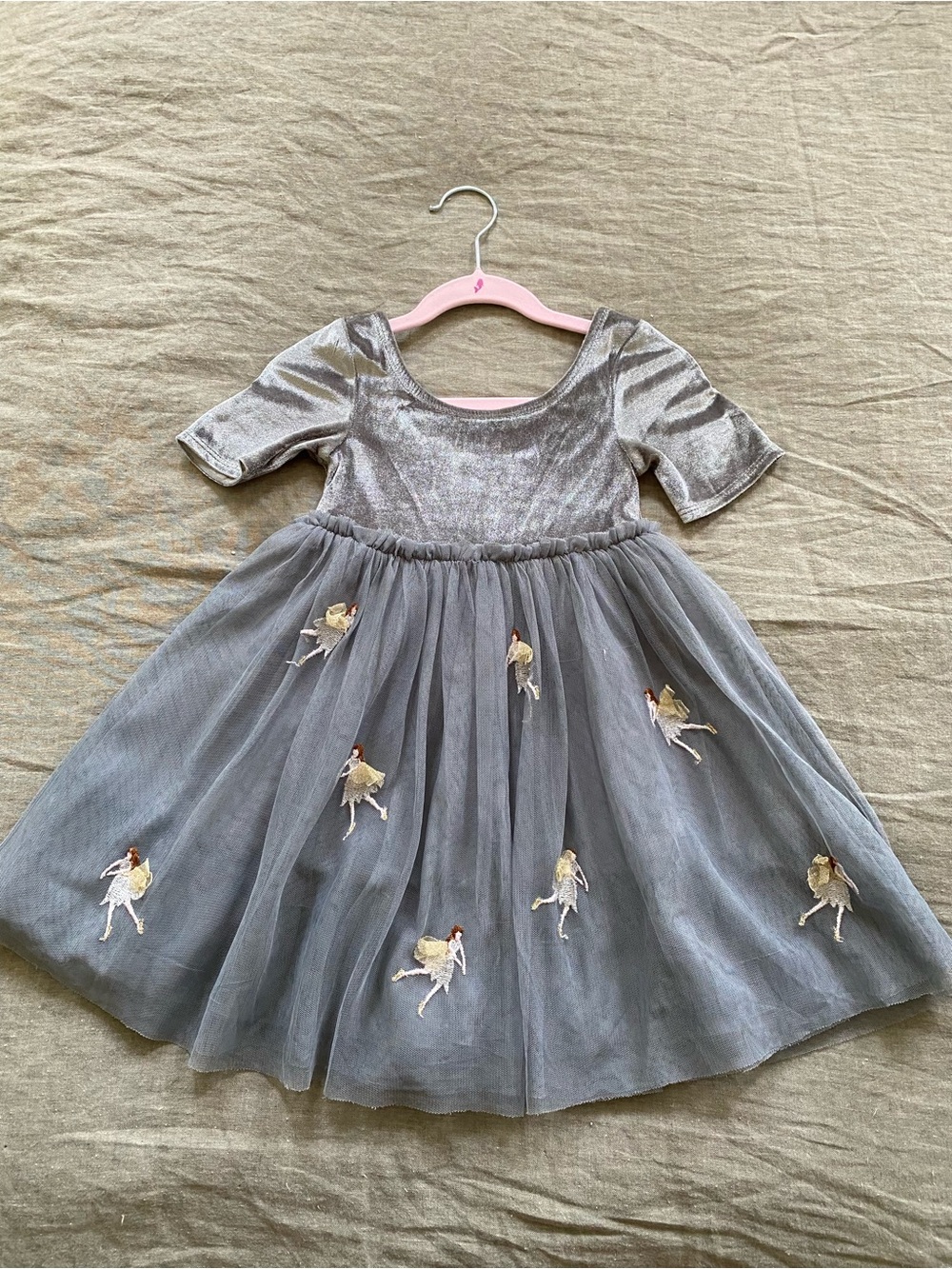 Mini Boden Blue Gray Tulle Ballerina Dress, size 2-3y